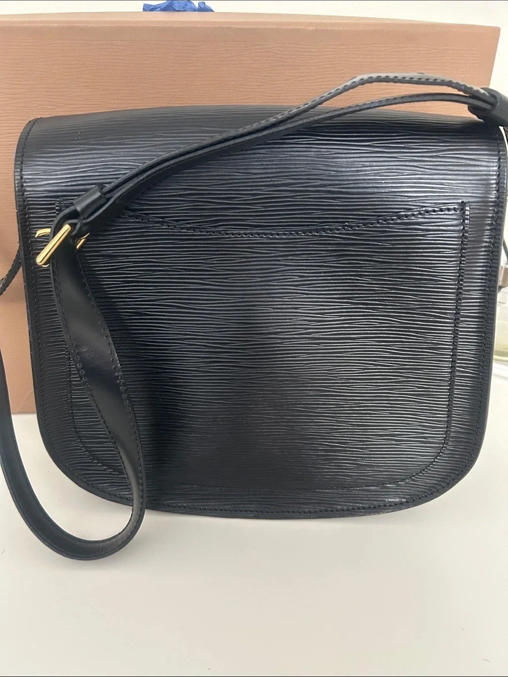 Louis Vuitton Black Epi St Cloud GM with original box purchase receipt